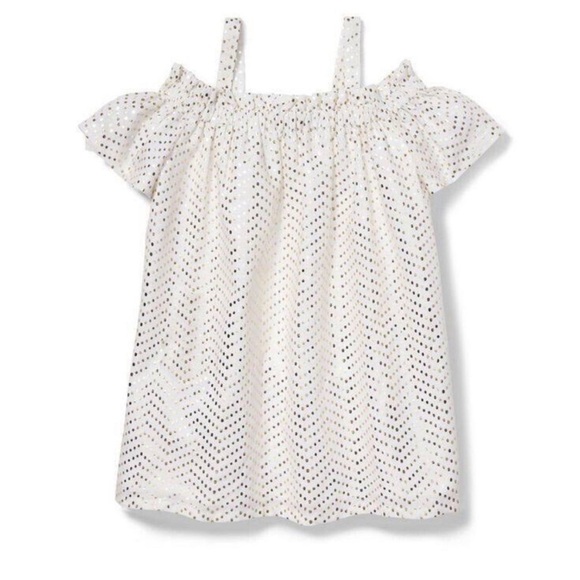 Janie and jack Rachel Zoe gold metallic cold shoulder dress - Picture 1 of 8